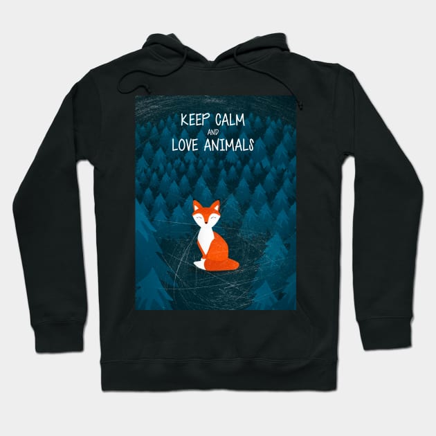 Keep Calm and Love Animals Protect Foxes Hoodie by Sizzlinks